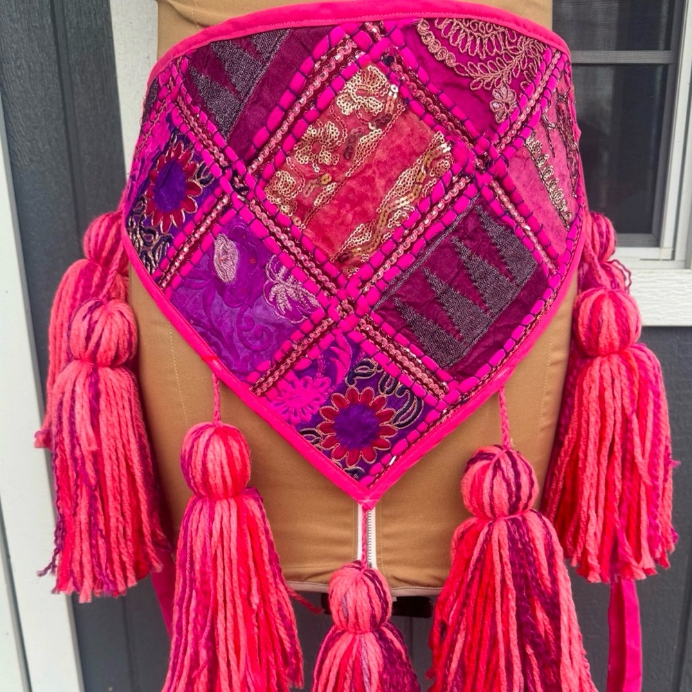 Vibrant Pink Tassel Belt